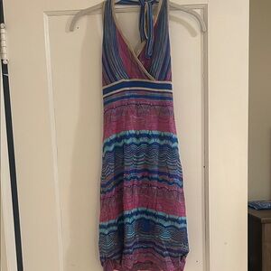 Guess Multi-Color Halter Maxi Dress